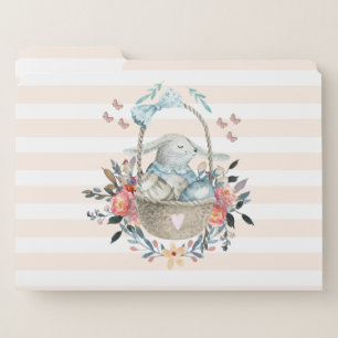 Cute Bunny in a basket with Eggs & Pretty Flowers File Folder