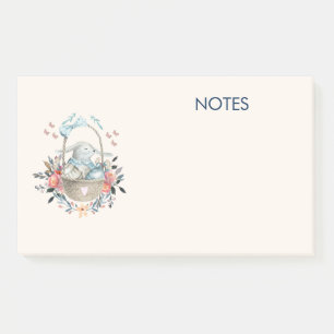 Cute Bunny in a basket with Eggs & Pretty Flowers Post-it Notes