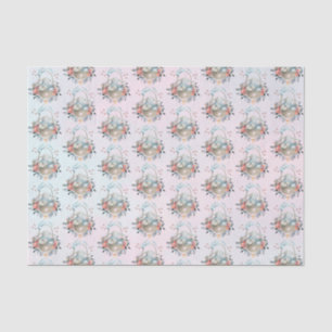 Cute Bunny in a basket with Eggs & Pretty Flowers Tissue Paper