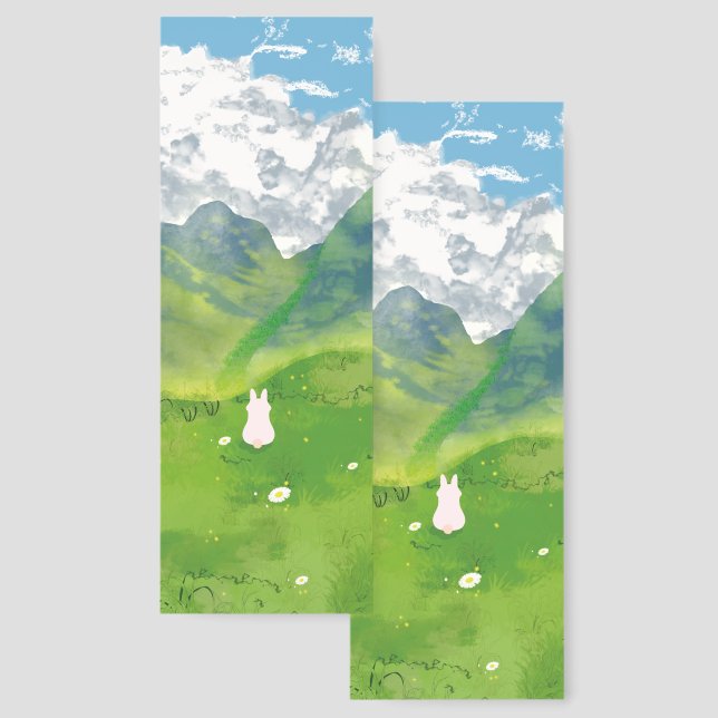 Cute Bunny In A Mountain View Bookmark (Front & Back)