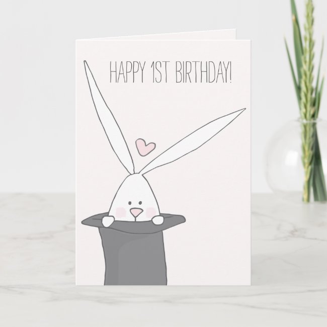 Cute Bunny in a Top Hat - 1st Birthday
