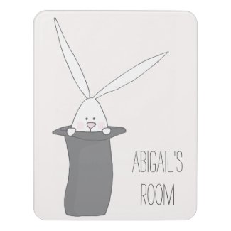 Cute Bunny in a Top Hat - Personalized Kids Door Sign