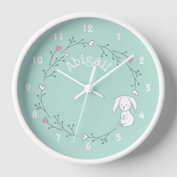 Cute Bunny in a Wreath, Mint Green Nursery / Kids'