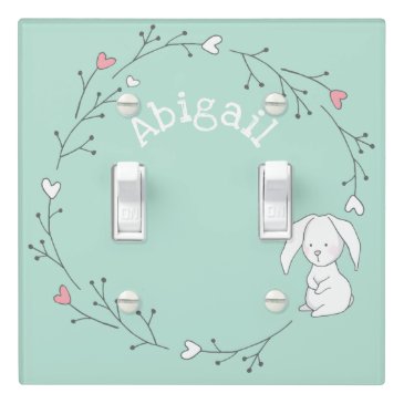 Cute Bunny in a Wreath, Mint Green Nursery / Kids'