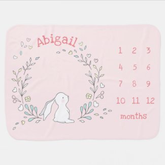 Cute Bunny in a Wreath - Monthly Milestone 