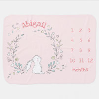 Cute Bunny in a Wreath - Monthly Milestone 