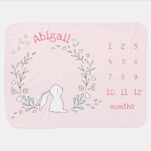 Cute Bunny in a Wreath - Monthly Milestone 