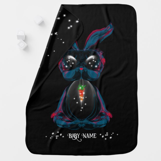 Cute Bunny in Meditation Yoga Pose with Starlight Baby Blanket (In Situ)