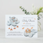 Cute Bunny In the Clouds Baby Shower Invitation (Standing Front)