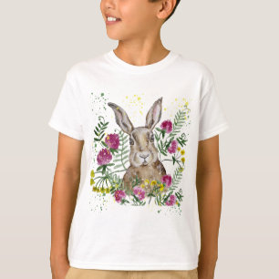 Cute bunny in watercolour flowers T-Shirt