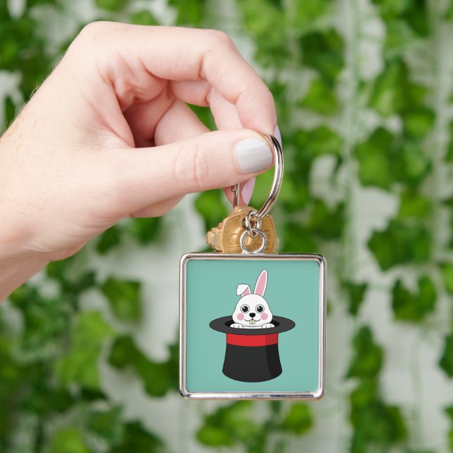 Cute Bunny in Wizard Hat Keychain (Hand)