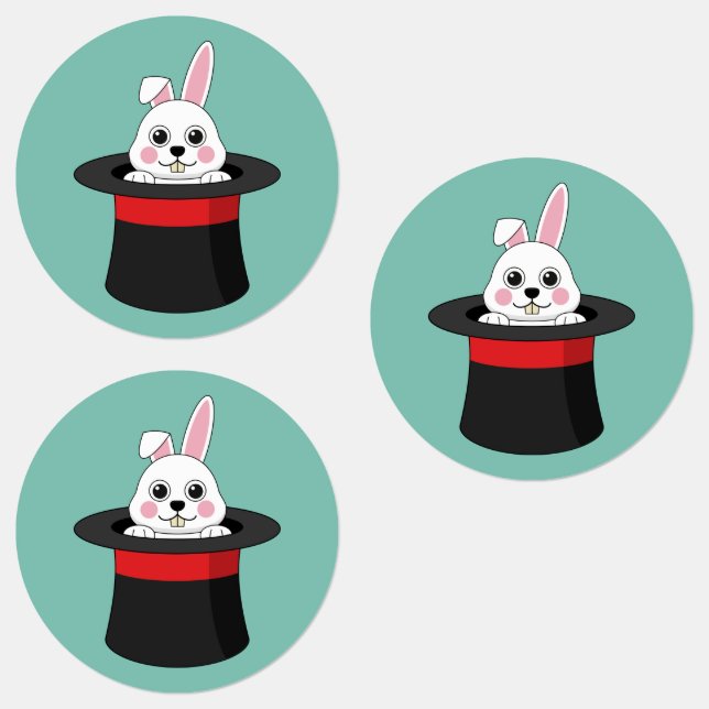 Cute Bunny in Wizard Hat Labels (Group)