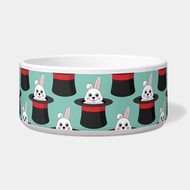 Cute Bunny in Wizard Hat Pattern Bowl (Front)