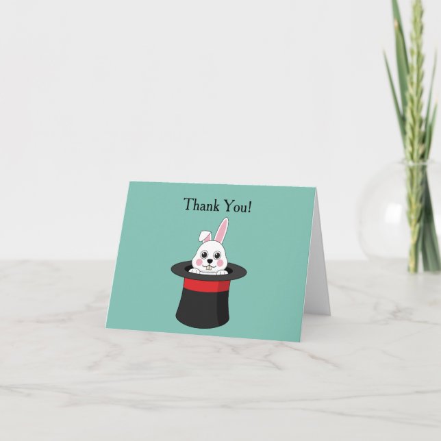 Cute Bunny in Wizard Hat Personalize Thank You Card (Front)
