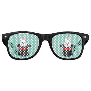 Cute Bunny in Wizard Hat Retro Sunglasses