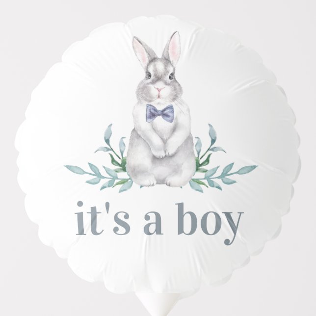 Cute Bunny it's a boy baby shower Balloon (Front)