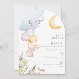 Cute Bunny It's a Girl Baby Shower Invitation