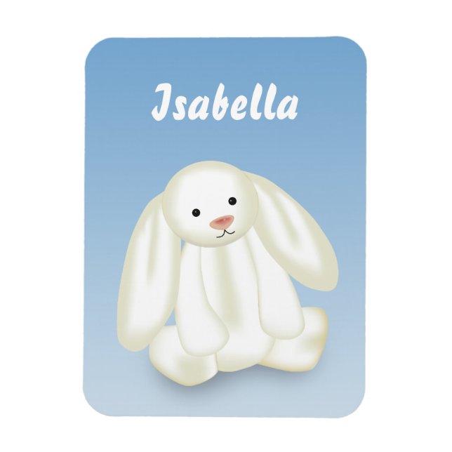 Cute Bunny Kids Name Monogram Magnet (Vertical)
