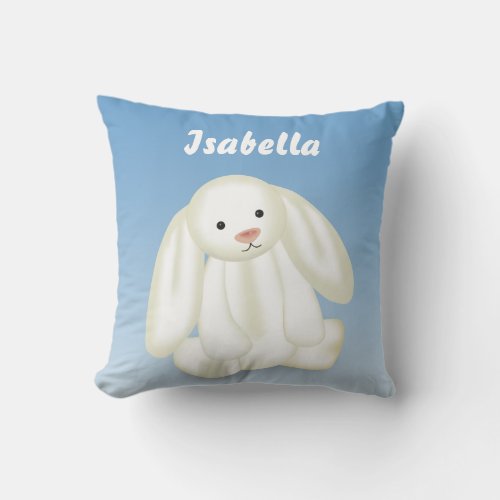 Cute Bunny Kids Name Monogram Throw Pillow