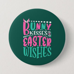 cute bunny kisses Easter wishes Button