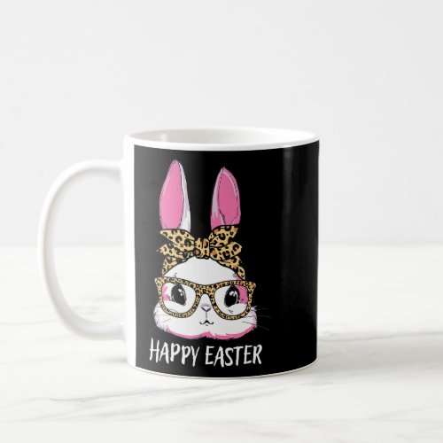 Cute Bunny Leopard Messy Bun Glasses Headband Happ Coffee Mug