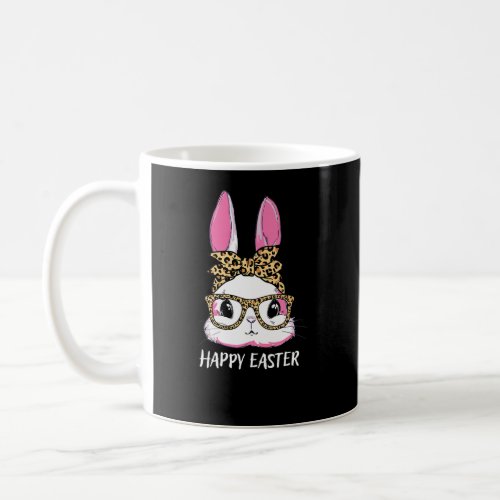Cute Bunny Leopard Messy Bun Glasses Headband Happ Coffee Mug
