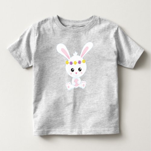 Cute Bunny Little Bunny White Bunny Flowers Toddler T_shirt
