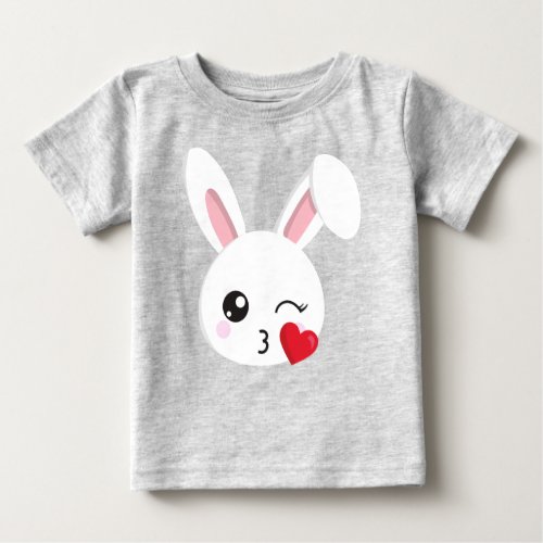 Cute Bunny Little Bunny White Bunny Heart Kiss Baby T_Shirt