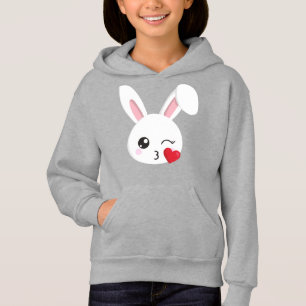 Cute Bunny, Little Bunny, White Bunny, Heart, Kiss Hoodie