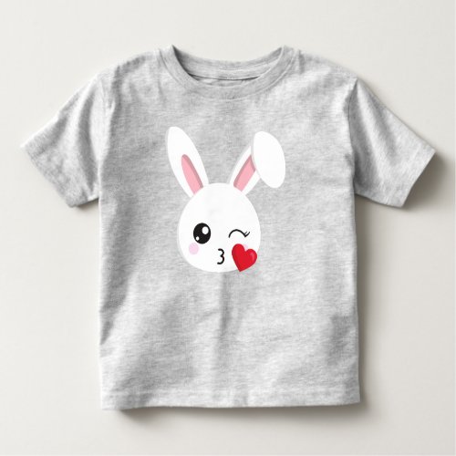Cute Bunny Little Bunny White Bunny Heart Kiss Toddler T_shirt