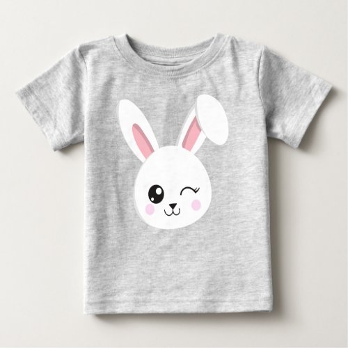 Cute Bunny Little Bunny White Bunny Wink Baby T_Shirt