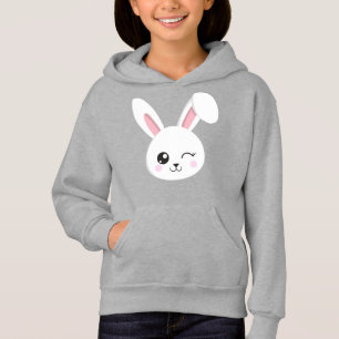Cute Bunny, Little Bunny, White Bunny, Wink Hoodie