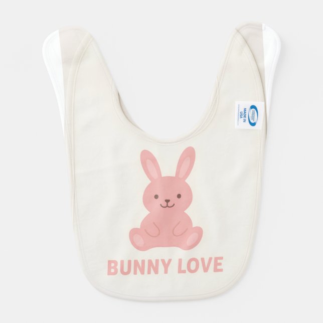 Cute Bunny Love Baby Bib (Back)