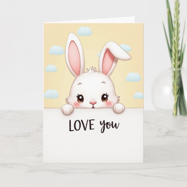 Cute Bunny Love Greeting Card (Front)