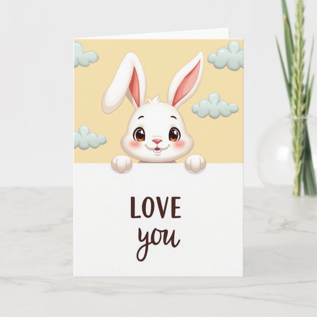 Cute Bunny Love You Card (Front)