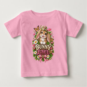 Cute Bunny Lover Floral Cottage Garden Rabbit Baby T-Shirt
