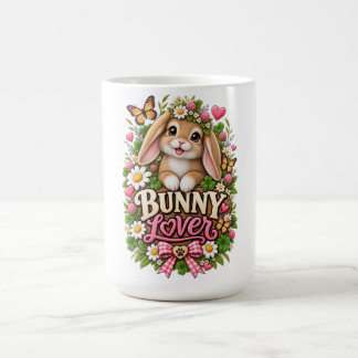 Cute Bunny Lover Floral Cottage Garden Rabbit Coffee Mug