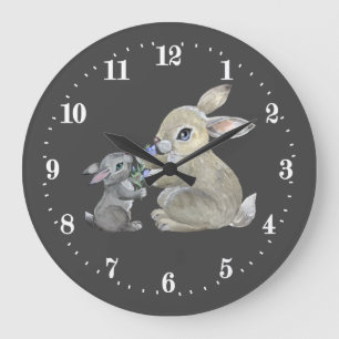 cute bunny lovers animal large clock