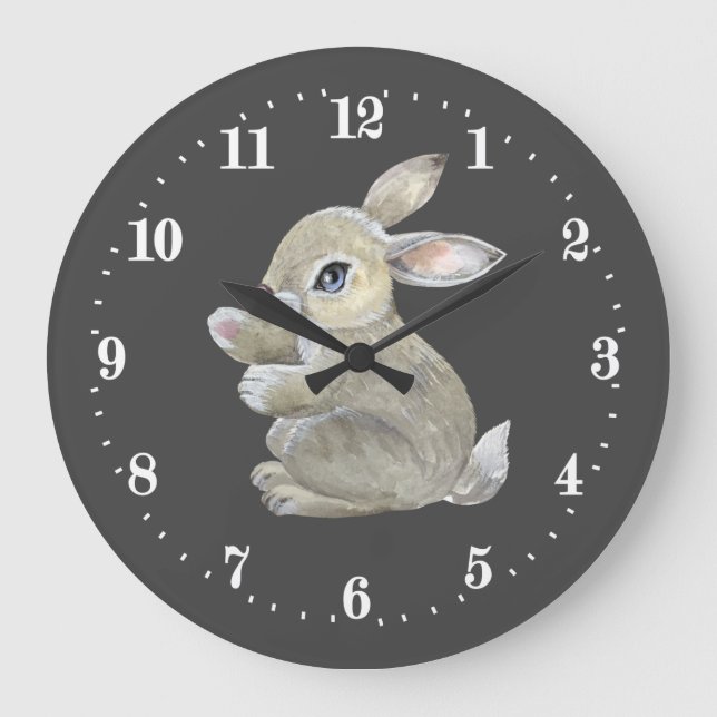 cute bunny lovers animal Large Clock (Front)