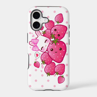Cute bunny loves kawaii strawberries iPhone 17 case