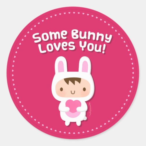 Cute Bunny Loves You Love Confession Classic Round Sticker
