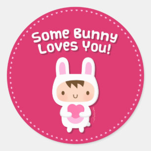 Cute Bunny Loves You Love Confession Classic Round Sticker