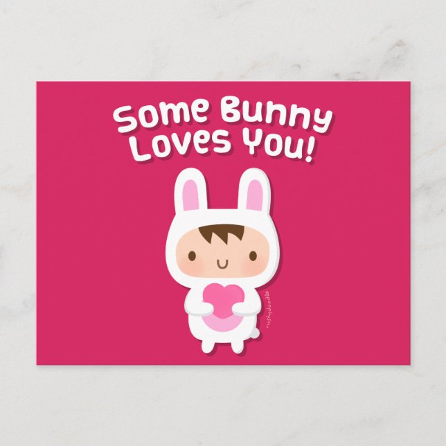 Cute Bunny Loves You Love Confession Postcard (Front)