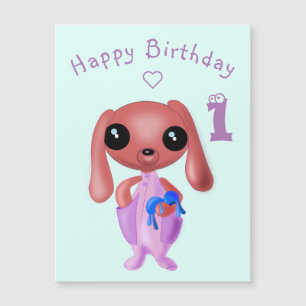 Cute Bunny Magnetic Baby Birthday Card