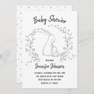 Cute Bunny Mama and Baby Shower Invitation