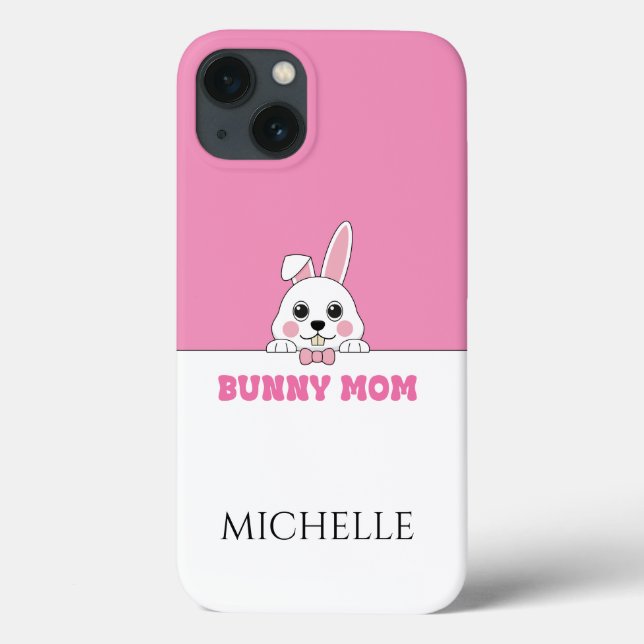 Cute Bunny Mom Pink Personalized Case-Mate iPhone Case (Back)