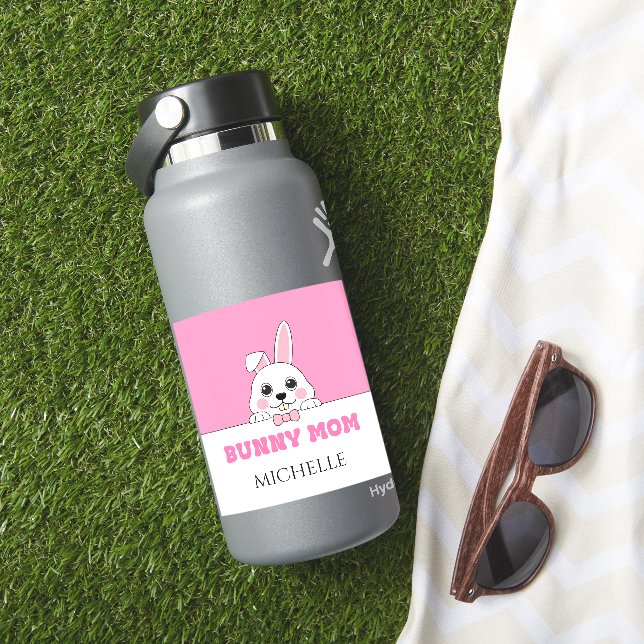 Cute Bunny Mom Pink Personalized Sticker (HydroFlask Insitu)