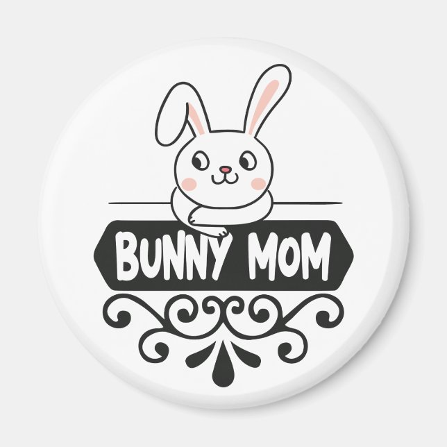 Cute Bunny mom rabbit lover Magnet (Front)