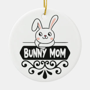 Cute Bunny mom rabbit lover photo Ceramic Ornament