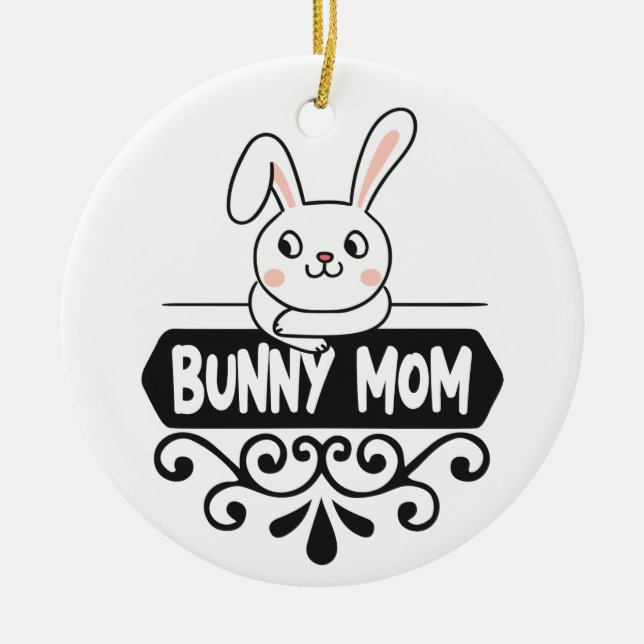 Cute Bunny mom rabbit lover photo Ceramic Ornament (Front)